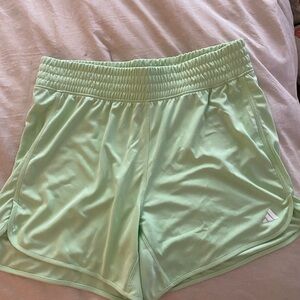 Adidas Women's High Rise 5 inch Light Green Athletic Shorts